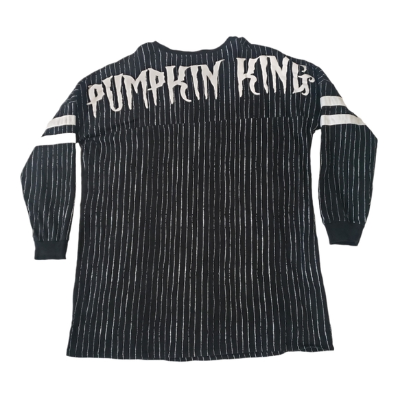 Disney The Nightmare Before Christmas Pinstripe Pumpkin King Long Sleeve Shirt L - Picture 2 of 11